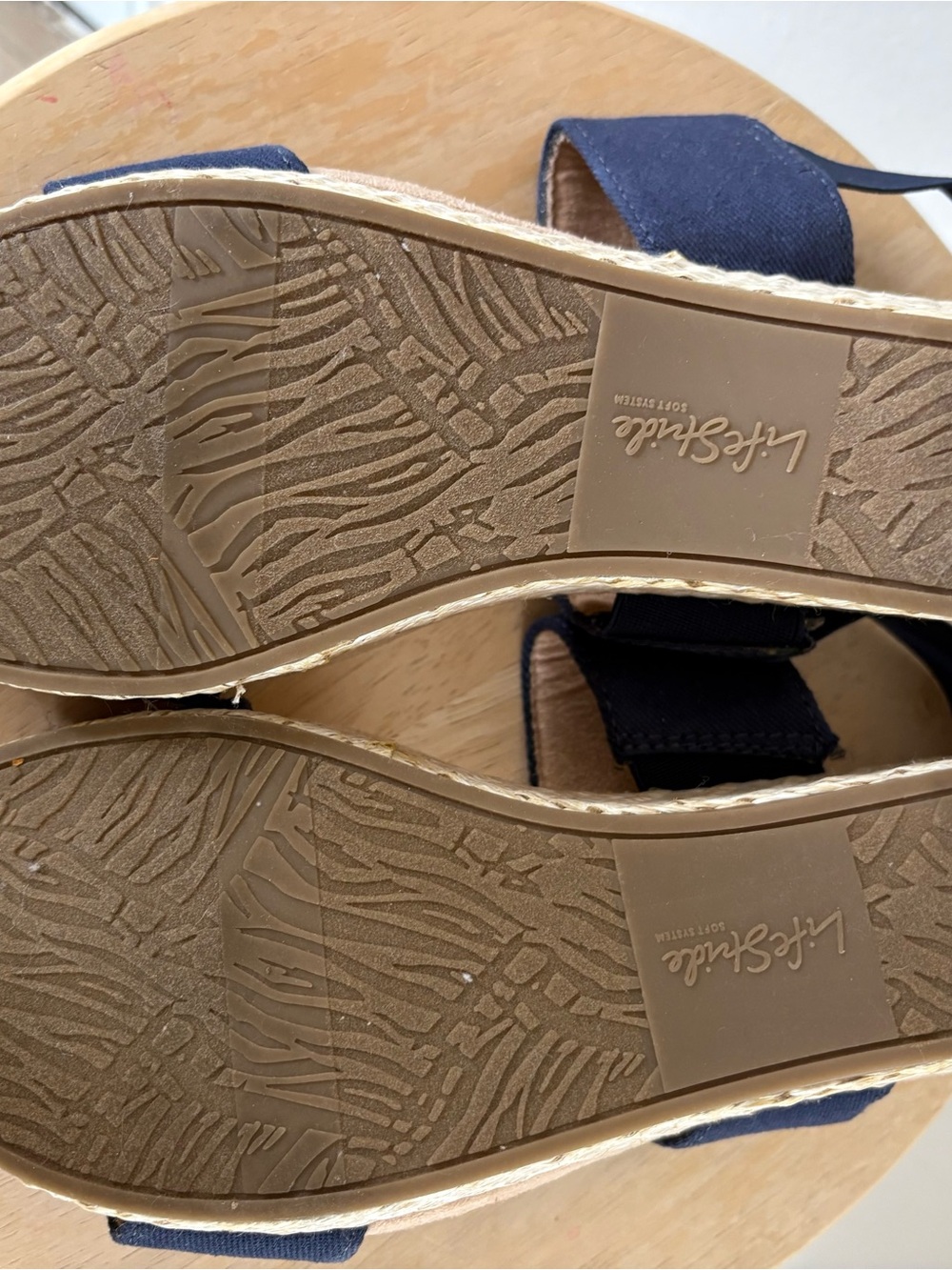 Life Stride Navy Dual-Strap Wedge Sandals - Picture 5 of 5